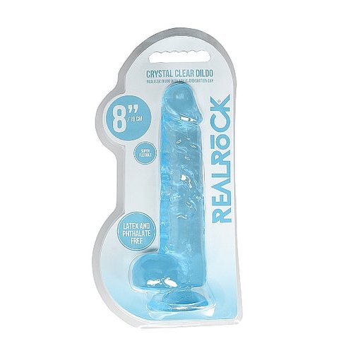REALROCK 8IN REALISTIC DILDO W/ BALLS BLUE - SHTREA092BLU
