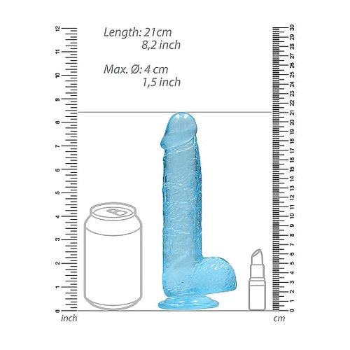 REALROCK 8IN REALISTIC DILDO W/ BALLS BLUE - SHTREA092BLU