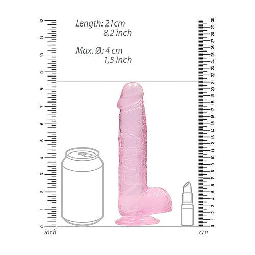 REALROCK 8IN REALISTIC DILDO W/ BALLS CLEAR PINK - SHTREA092PNK