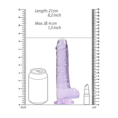 REALROCK 8IN REALISTIC DILDO W/ BALLS CLEAR PURPLE - SHTREA092PUR