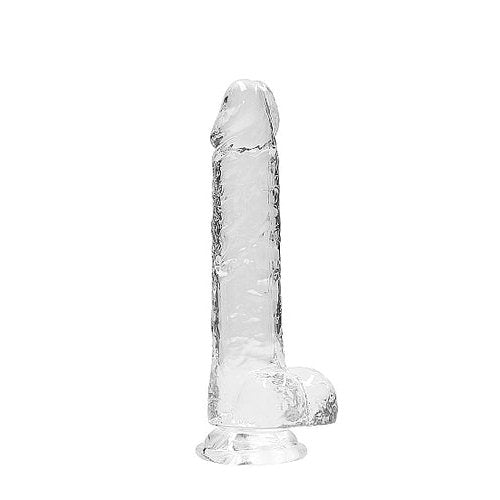 REALROCK 8IN REALISTIC DILDO W/ BALLS CRYSTAL CLEAR - SHTREA092TRA