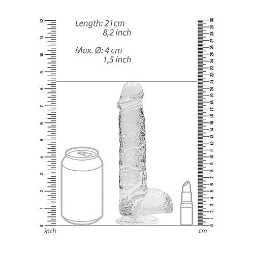 REALROCK 8IN REALISTIC DILDO W/ BALLS CRYSTAL CLEAR - SHTREA092TRA