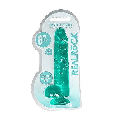 REALROCK 8IN REALISTIC DILDO W/ BALLS TURQUOISE - SHTREA092TUR