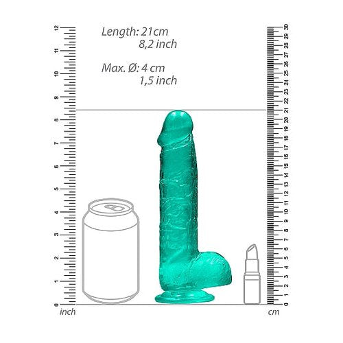 REALROCK 8IN REALISTIC DILDO W/ BALLS TURQUOISE - SHTREA092TUR