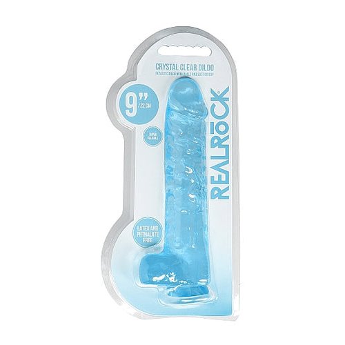 REALROCK 9IN REALISTIC DILDO W/ BALLS BLUE - SHTREA093BLU