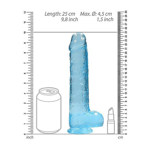 REALROCK 9IN REALISTIC DILDO W/ BALLS BLUE - SHTREA093BLU
