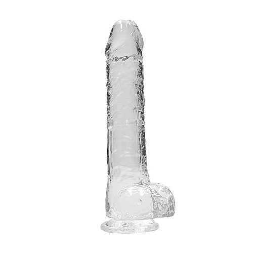 REALROCK 9IN REALISTIC DILDO W/ BALLS CRYSTAL CLEAR - SHTREA093TRA