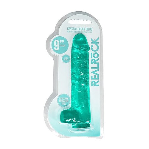 REALROCK 9IN REALISTIC DILDO W/ BALLS TURQUOISE - SHTREA093TUR