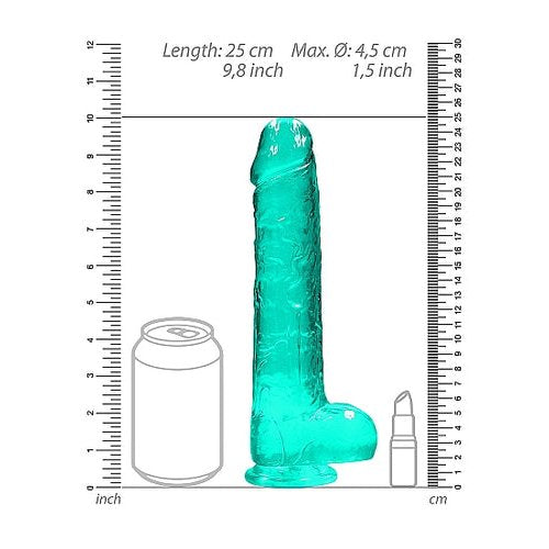 REALROCK 9IN REALISTIC DILDO W/ BALLS TURQUOISE - SHTREA093TUR