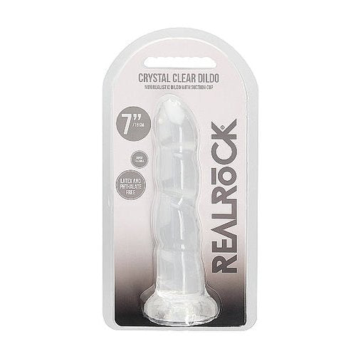 REALROCK NON REALISTIC DILDO W SUCTION CUP 7IN TRANSPARENT - SHTREA110TRA