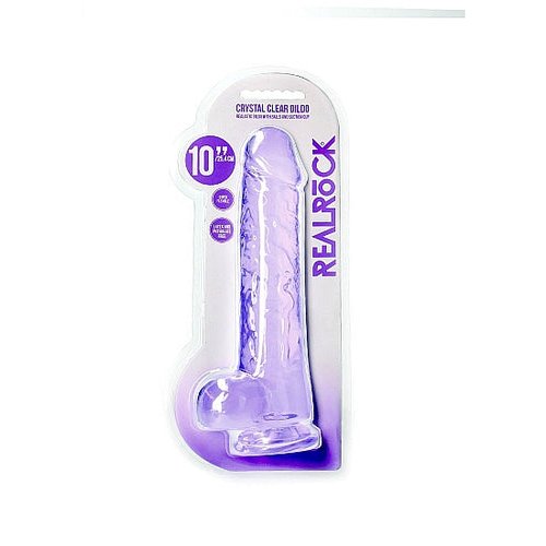 REALROCK REALISTIC DILDO W/ BALLS 10IN PURPLE - SHTREA130PUR
