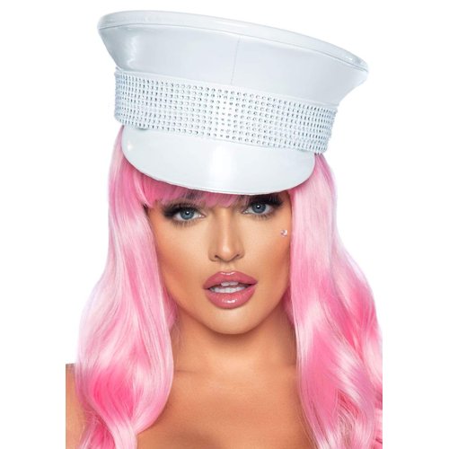 Rhinestone Trimmed Military Hat - 2772      00122