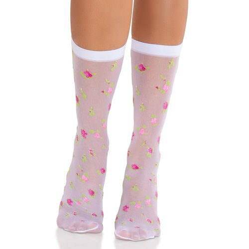 Rosette Sheer Crew Socks - 3004      10122