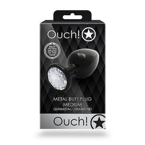ROUND GEM BUTT PLUG MEDIUM GUNMETAL DIAMOND - SHTOU809GUN