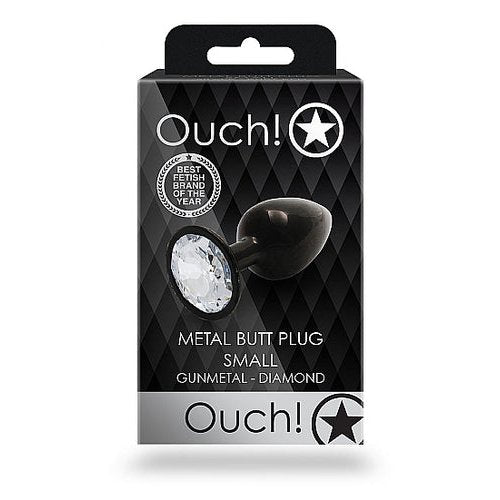ROUND GEM BUTT PLUG SMALL GUNMETAL DIAMOND - SHTOU808GUN