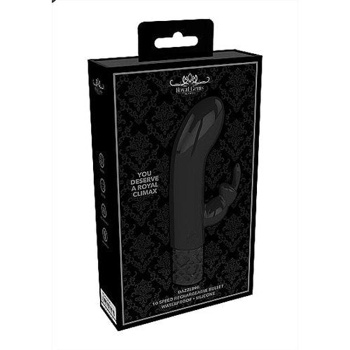 ROYAL GEMS DAZZLING BLACK RECHARGEABLE SILICONE BULLET - SHTROY012BLK