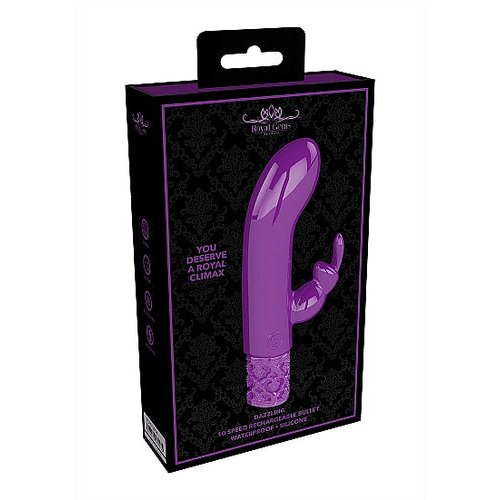 ROYAL GEMS DAZZLING PURPLE RECHARGEABLE SILICONE BULLET - SHTROY012PUR