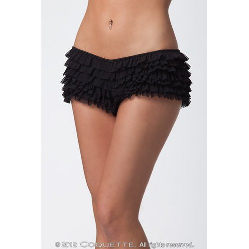 RUFFLE SHORTS W/BACK BOW BLACK O/S - CQ114BK