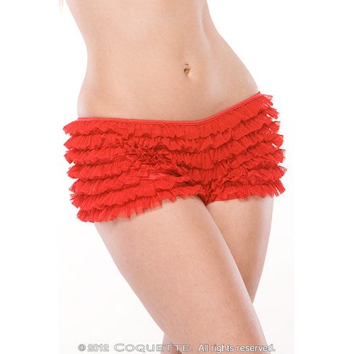 RUFFLE SHORTS W/BACK BOW RED O/S - CQ114RD