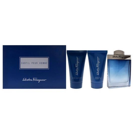 SALVATORE FERRAGAMO SUBTIL 3PC SET, MEN'S GIFT SET, EDT-Pinkfoxxx