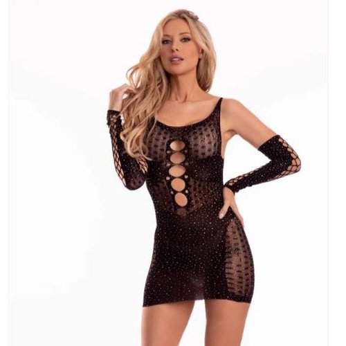SAVAGE ME MIGNIGHT SPARKLE MINI DRESS BLACK - SB239
