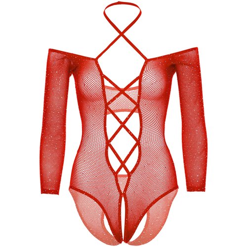Say My Name Rhinestone Crotchless Teddy - 89316     00122