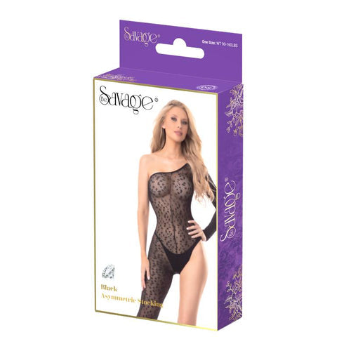 BLACK ASYMMETRIC STOCKING BLACK - SAVSB215