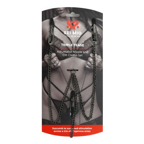 SEI MIO TRIPLE TEASE ADJUSTABL NIPPLE AND CLIT CLAMP SET - CRESM027