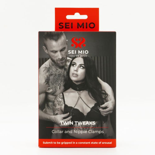 SEI MIO TWIN TWEAKS VELVET COLLAR WITH NIPPLE CLAMPS - CRESM028