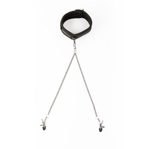 SEI MIO TWIN TWEAKS VELVET COLLAR WITH NIPPLE CLAMPS - CRESM028