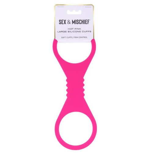 SEX & MISCHIEF HOT PINK LARGE SILICONE CUFFS - SS10234