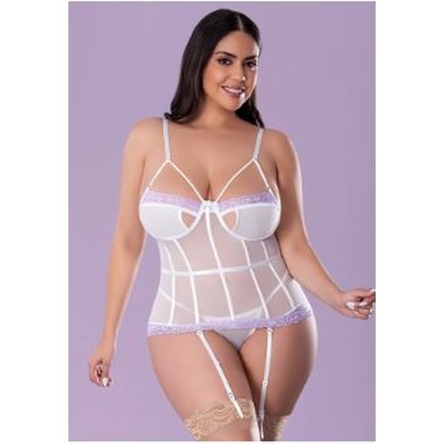 SHEER PASSION BASQUE & G-STRING WHITE 2XL