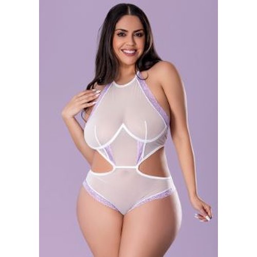 SHEER PASSION HALTER TEDDY WHITE 2XL