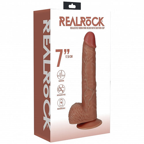 REALROCK 7IN COCK W/BALLS R/STRAIGHT TAN - SHTREA189TAN