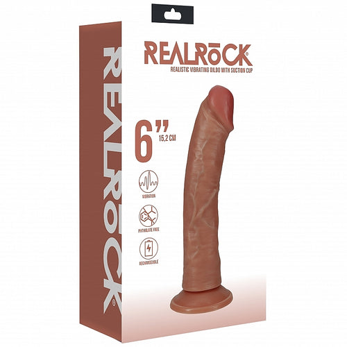 REALROCK 6IN VIBRATING COCK R/CURVE TAN - SHTREA187TAN