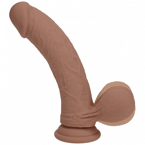 REALROCK RECHARGEABLE DUAL LAYERED VIBRATING CURVED 8IN W/BALLS TAN - SHTREA214TAN