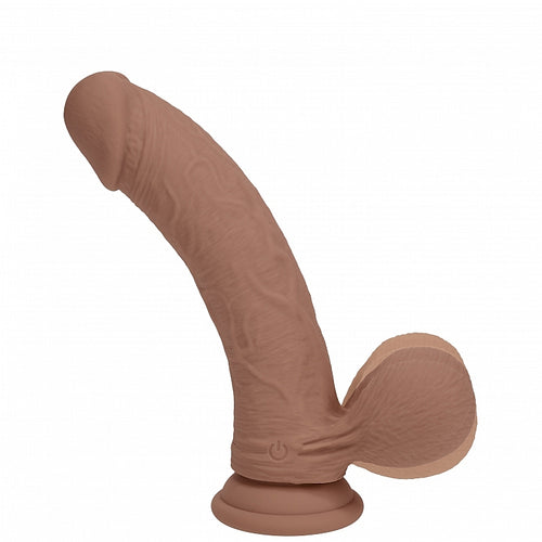 REALROCK RECHARGEABLE DUAL LAYERED VIBRATING CURVED 7IN W/BALLS TAN - SHTREA213TAN