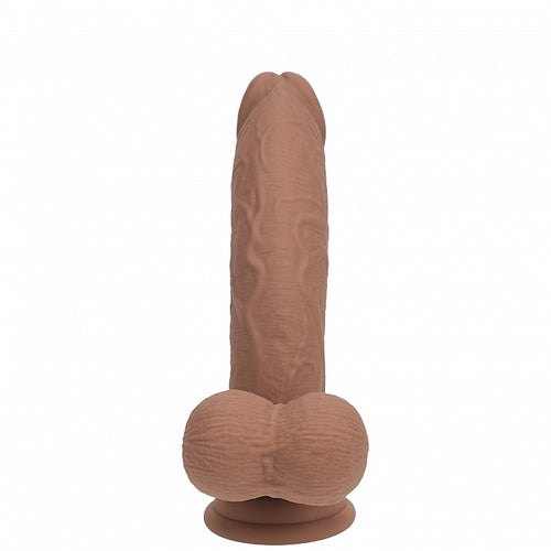 REALROCK RECHARGEABLE DUAL LAYERED VIBRATING CURVED 7IN W/BALLS TAN - SHTREA213TAN