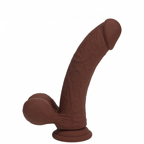 REALROCK RECHARGEABLE DUAL LAYERED VIBRATING CURVED 7IN W/BALLS BROWN - SHTREA213BRN