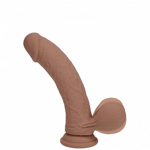 REALROCK RECHARGEABLE DUAL LAYERED VIBRATING CURVED 6IN W/BALLS TAN - SHTREA212TAN