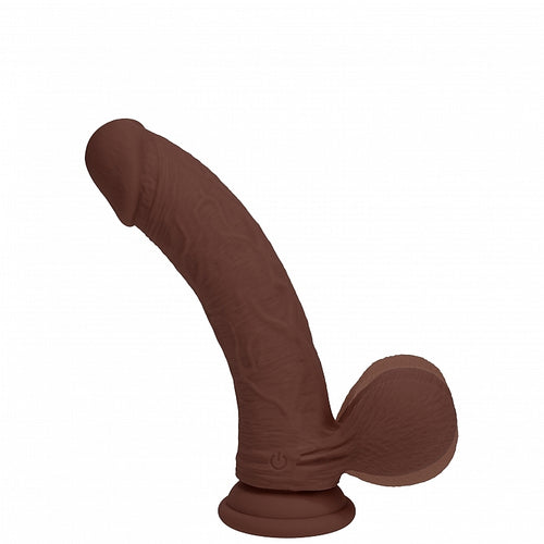 REALROCK RECHARGEABLE DUAL LAYERED VIBRATING CURVED 6IN W/BALLS BROWN - SHTREA212BRN