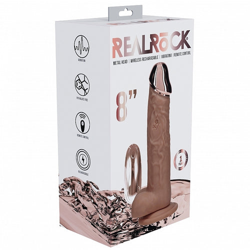 REALROCK WIRELESS RECHARGEABLE METALHEAD REGULAR STRAIGHT 8IN W/BALLS TAN - SHTREA211TAN