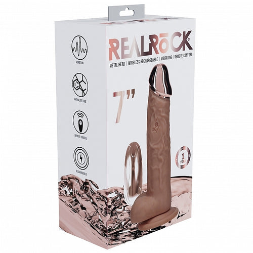 REALROCK WIRELESS RECHARGEABLE METALHEAD REGULAR STRAIGHT 7IN W/BALLS TAN - SHTREA210TAN