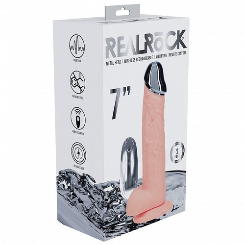 REALROCK WIRELESS RECHARGEABLE METALHEAD REGULAR STRAIGHT 7IN W/BALLS - SHTREA210FLE