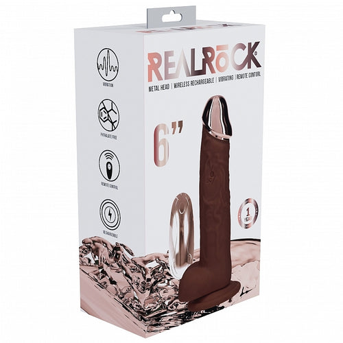 REALROCK WIRELESS RECHARGEABLE METALHEAD REGULAR STRAIGHT W/BALLS BROWN - SHTREA209BRN