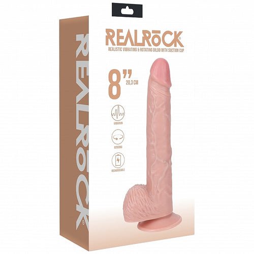 REALROCK 8IN VIBRATING ROTATING COCK W/BALLS - SHTREA192FLE
