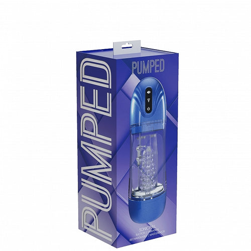 PUMPED SONICPULL MASTURBATOR SUCTION VIBRATION METALLIC BLUE - SHTPMP066MBL