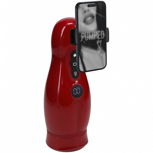 PUMPED VIRTUO MASTURBATOR SUCTION VIBRATION PHONE ATTACHMENT METALLIC RED - SHTPMP065MRD