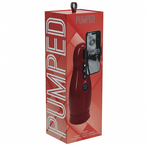 PUMPED VIRTUO MASTURBATOR SUCTION VIBRATION PHONE ATTACHMENT METALLIC RED - SHTPMP065MRD