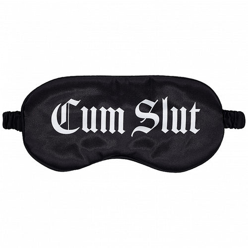 OUCH CUM SLUT PRINTED MASK SATIN BLACK - SHTOU1065BLK